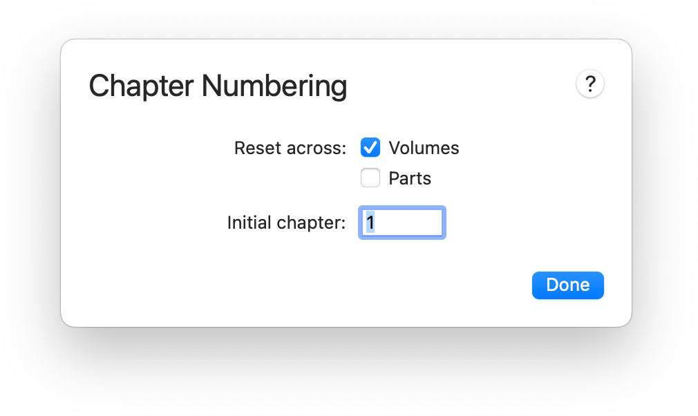 Numbering settings for your book