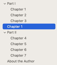 Book with structure where a chapter is not grouped within Part I