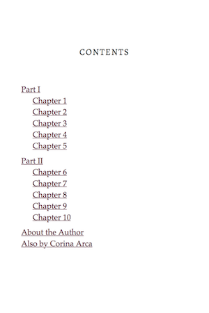 In the Table of Contents, chapters are listed under parts
