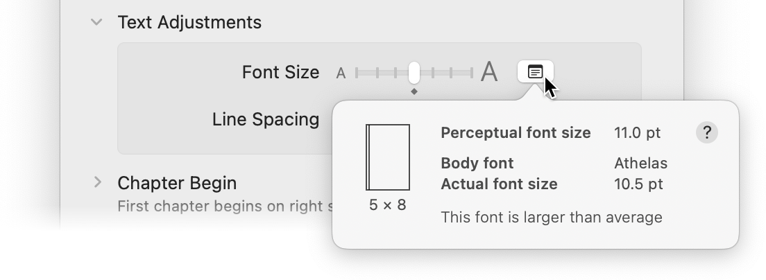 Details about font size, including perceptual and actual sizes