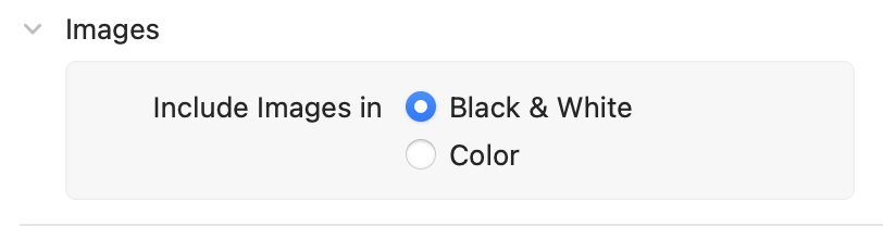 Controls for black and white or color images