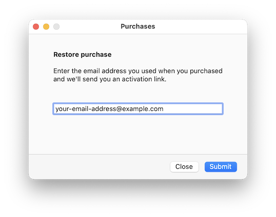 Enter your email address in the Restore field