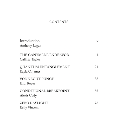 Table of Contents of an anthology, listing stories and their respective authors
