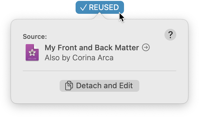 Popover displaying reuse information for a specific info