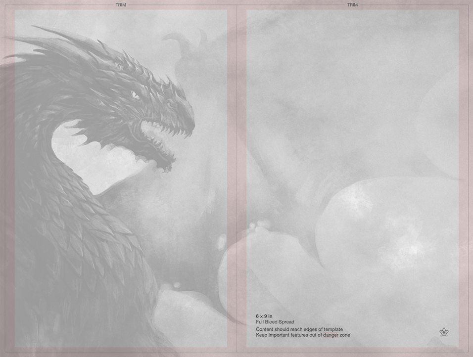 An example of a dragon background image fit to the template (with the template still partially visible