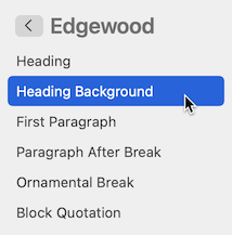 Heading Background Feature selected