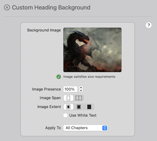 Custom heading background editor with image