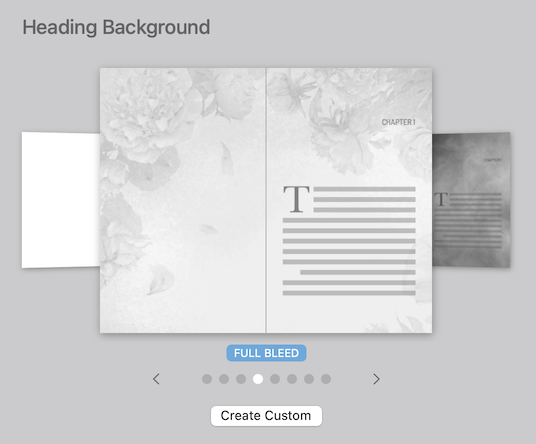 Carousel showing preset options for heading background