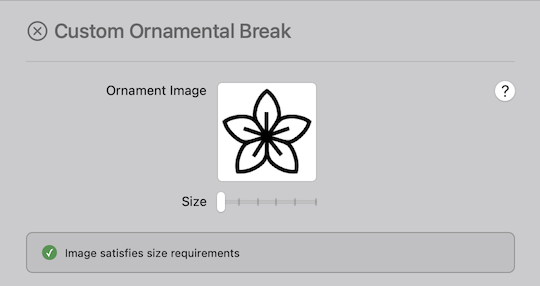 Custom ornamental break editor with image