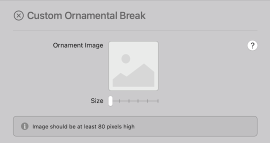 Custom ornamental break editor without image
