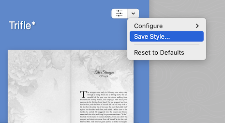 Accessing the Save Style command from the Style menu