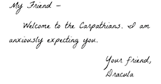 Example of a Written Note from Dracula