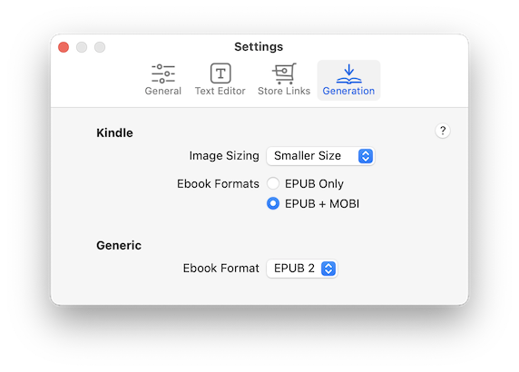 The Image Sizing popup menu in Vellum’s Preferences